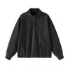 Jaqueta com zíper e gola alta texturizada em mistura de Lyocell, peça externa casual leve masculina para primavera/outono, simples e oversized