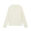 Camiseta Gola Alta Redonda Pudding Haru Girls 2025 Outono e Inverno Nova Cor Lisa Versátil Infantil Gola Alta Meia Manga Camiseta Básica