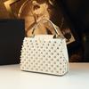 Bolso Cubo Nuevo 2024, Simple y Elegante, Bolso de Moda con Perlas para Madres de Mediana Edad, Bolso de Cuero Genuino para Mujer, Bolso de Hombro Cruzado