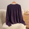 Suéter de punto polar sin costuras para mujer con cuello redondo para otoño e invierno, suéter raglán suave y mullido de manga larga, jersey holgado y relajado