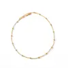 Colar Feminino em Aço Inoxidável Normcore com Contas Corrente Cobra Redonda Banhado a Ouro 18K Corrente de Clavícula Geométrica Dourada Novo Estilo Coreano
