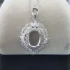 Montura de Colgante de Anillo de Dos Piezas, Lujo Ligero Plata 925, Incrustación de Gama Alta, Piedra Preciosa Cabujón Facetada 10X14 12X16mm DIY