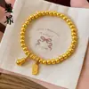 Tienda de Oro Mismo Estilo Pulsera de Calabaza Chapada en Oro Pixiu Trébol de Cuatro Hojas de la Suerte para Mujer, Pulsera de Lujo Ligero de Moda, Regalo para Novia