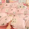 Conjunto de Cama de Veludo de Leite Espesso de Inverno Quatro Peças Novo Conjunto de Três Peças de Lençol com Capa de Edredom de Coral Fleece Flanela Roupa de Cama