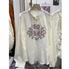 Nueva camisa de estilo chino con cuello mao y cierre de hebilla para mujer Primavera 20224 Nueva camisa casual holgada de moda de manga larga