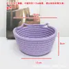 Caixa de armazenamento artesanal de corda de algodão simples com design fofo de cabeça de gato para organizar batom, cosméticos e material de escritório na mesa