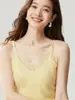 Francés Nuevo Suave y Agradable para la Piel Cuello en V Doble Tirante Diseño de Encaje Camisola de Punto de Cachemira Top para Mujer