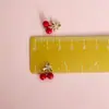 Pingente fofo de cereja tridimensional, berloque de fruta com gota de óleo, acessório para brinco e pulseira DIY feito à mão, atacado do fabricante