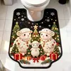 Tapete de Chão de Cordeiro de Natal Desenho Animado Tapete Absorvente de Água para Banheiro de Lama Diatomácea Tapete de Pé em Forma de U para Vaso Sanitário Resistente ao Desgaste Tapete Decorativo