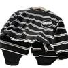 Ropa Infantil Elegante 2025 Nuevo Conjunto de Dos Piezas Camisa Casual de Cuello Redondo con Letras Rayadas para Niños Bebé Conjunto de Ropa de Otoño