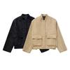 Comercio Exterior Transfronterizo Ropa para Mujer Estilo Europeo y Americano Suministro Transfronterizo Venta al por Mayor Otoño e Invierno Moda Europea y Americana Chaqueta con Cuello Alto de Lentejuelas Ropa de Abrigo