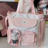 Mochila Escolar, Bolsa para Aulas de Reforço, Nova Bolsa de Mão Fashion de Alta Qualidade Estilo Universitário Cor Contrastante Grande Capacidade Bolsa de Ombro Simples Estilo Coreano