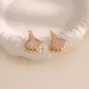 Pendientes de Acero Inoxidable con Forma de Abanico, Artesanía de Goteo de Aceite en Oro de 18 Quilates, de Venta Cruzada Más Vendidos, Que No Se Desvanecen, Joyería de Pendientes Vintage de Alta Gama