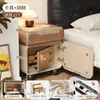 Mesa de Cabeceira Inteligente de Luxo Leve Segura Integrada com Fechadura Madeira Maciça Quarto de Casa Estilo Vintage Creme Pequeno Armário de Cabeceira