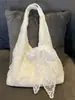 Bolso de Lona Bordado con Encaje Fresco y Sencillo para Mujer 2025 Nuevo Gran Capacidad Bolso de Hombro de Gasa Bolso de Axila para Viajar