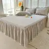 Faldón de Cama de Encaje 100% Algodón Pieza Única Verano Antideslizante Cubierta de Cama de Algodón Puro Estilo Faldón de Cama Estilo Princesa 1.5m/1.8m Cubierta Protectora