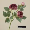 Rosas de Té de Alta Calidad con Borde Tostado Artificial, Nuevo Arreglo Floral de Decoración para Entrada de Hogar Estilo Chino, Accesorios para Fotografía