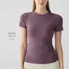 Top deportivo de manga corta blanco para exteriores, ajustado, transpirable, cuello redondo, para yoga, fitness, camiseta deportiva, adelgazante y que realza la figura