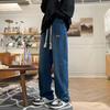 Calça jeans masculina, primavera e verão, moda all-match, reta, solta, casual, calça jeans japonesa de perna larga