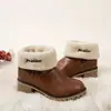 Botines cortos transfronterizos para mujer con letras bordadas, tacones gruesos, suelas gruesas y forro de felpa para abrigar, botas de otoño e invierno al por mayor