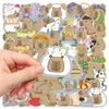 50 Adesivos de Capivara Desenho Animado Não Repetidos Material para Decoração de Caderno de Bolso Adesivos de Capivara DIY Guka