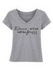 Camiseta Impresa de Manga Corta con Cuello en V, Versátil y de Moda, Talla Grande para Mujer, Nuevo Estilo de Verano, Ceñida a la Cintura, Adelgazante, Top Simple Americano