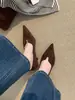 Primeiro Encontro Temporada Estilo Leve Maduro Ponto de Encontro Sapatilhas Bico Fino Salto Gatinho Feminino Sapatos de Trabalho Versáteis Veludo Salto Alto