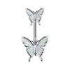 Nuevo Anillo de Ombligo Mariposa Pequeña con Goteo de Aceite Corazón de Chica Mariposa Diamante Acero Inoxidable Joyería de Piercing Clavo de Ombligo