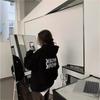Moletom Super Popular Ins Feminino Outono e Inverno Oversize com Capuz Veludo Espessado Jaqueta Estilo Coreano Tendência Estudante Top Solto