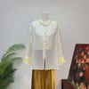 Zhi LiNovo Estilo Chinês Tendência Nacional Bordado Brilho Fino Camisa 2026 Início do Outono Novo Gola Alta Leve Tendência Top Feminino