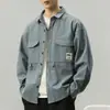 Camisa de trabajo retro americana para hombre, de manga larga, nuevo estilo otoño 2023, chaqueta camisa casual elegante y holgada para hombre, adecuada para primavera y otoño