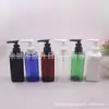 Botella cuadrada de pico de pato de 200 ml con bomba de clip, botella de recarga de gel de ducha, botella de limpiador facial de pico de pato de 200 ml
