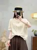 Cardigan de encaje bordado de color sólido nuevo estilo coreano para mujer, top de camisa de manga corta con cuello alto