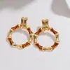 Populares Pendientes de Acero Inoxidable con Contraste de Oro de 18 Quilates y Bambú para Mujer Moda Ol Lujo Accesible Pendientes de Gama Alta Pendientes