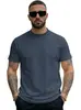 Camiseta de manga corta lisa para hombre transfronteriza, talla europea de Amazon, nueva camiseta deportiva casual de verano de comercio exterior de ajuste slim con cuello redondo