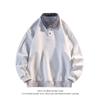 Sudadera de Dos Piezas Falsas para Hombre 2025 Otoño Nueva Tendencia Empalme de Color Solapa Holgada Manga Larga Chaqueta para Hombre Tendencia