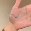Collar de Corazón Azul Bebé con Circonita Diseño Fresco de Nicho Exquisito Lujo Accesible Cadena de Clavícula de Gama Alta