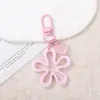 Chaveiro Pingente de Resina Cor Colorida Fivela Plana Coração Flor Contas Flor Oca DIY Dopamina Decoração Pendurada