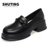 Nuevos Zapatos Lefu 2024 de Suela Gruesa Estilo Academia Negros Zapatos Pequeños de Cuero de Suela Blanda Combinan con Todo Estilo Británico Buena Durabilidad Zapatos de Una Sola Capa para Mujer