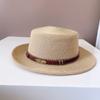 Sombrero de Ala Plana Retro Estilo Étnico para Niños Sombrero de Paja Protector Solar de Verano Sombrero de Ala Plana Tendencia Nacional Sombrero de Ala Plana para Vacaciones en la Playa Sombrero de Sol Versátil