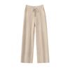 Pantalones Largos de Punto Minimalistas 100% Cachemir Puro para Mujer, Corte Holgado, Adelgazantes, Versátiles, Estilo Grueso con Costura Central, Pantalones de Pierna Ancha
