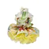 Vestido Pet Pintura a Óleo Dopamina Tule Saia Bufante Lolita Verão Cachorro Pequeno Roupa para Pet Vestido Princesa Yorkshire