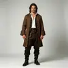 Abrigo Largo Vintage para Hombre de Halloween Estilo Corte Medieval Disfraz de Pirata Abrigo de Vampiro Atuendo para Performance COS