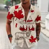 Comércio Exterior Amazon Venda Quente Camisa Masculina com Estampa Digital 3D Dia Nacional Canadense Manga Curta com Bolso Canguru Calças
