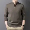 Suéter de punto grueso con media cremallera y cuello alto para venta al por mayor transfronteriza, moda otoño e invierno, jersey simple para hombres de mediana edad