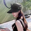 2025 Chapéu de Sol Anti-UV Estilo Zhao Rusi para Mulheres Primavera e Verão Chapéu de Sol Anti-Ultravioleta para Rosto Exposto Aba de Pato Chapéu de Pescador