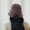Nuevo Sombrero de Pescador de Chenilla Otoño e Invierno para Mujer Estilo Coreano Moda Cálido Sombrero de Cubo de Moda Casual con Lazo Sombrero de Cubo