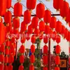 Linternas Cepilladas Personalizadas Rojas Plegables Linternas de Melón de Invierno Área Escénica del Festival de Primavera Impresión Impermeable al Aire Libre Linternas Decorativas Publicitarias