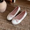 Zapatos Planos de una Sola Capa Blancos Franceses de Punta Redonda y Boca Baja para Mujer 2024 Nuevo Llegada Verano Vestido Combinan con Todo Retro Mary Jane