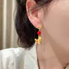 Pendientes Asimétricos Rojos de Año Nuevo con Aguja de Plata y Caracteres de la Fortuna, Nuevo Estilo Chino, Pendientes Versátiles Festivos Creativos Personalizados para Mujer